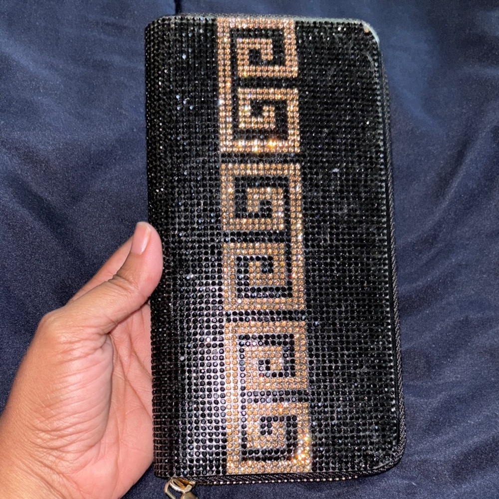 Black and Gold Rhinestone Wallet